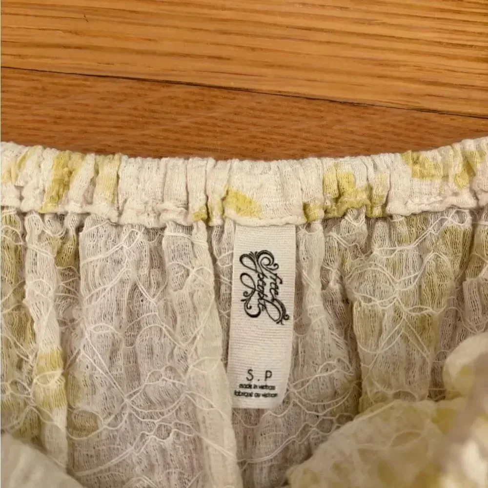 Free People Shades of Cool yellow/white off the shoulder top